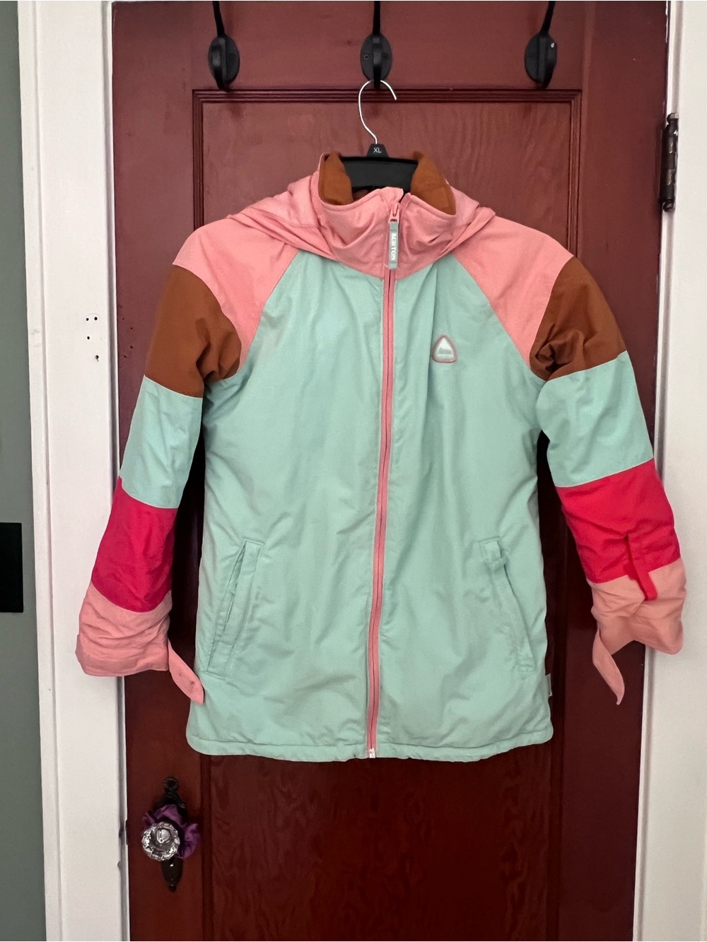 Burton Kids Colorblock Hooded Jacket - Mint, Pink & Brown
